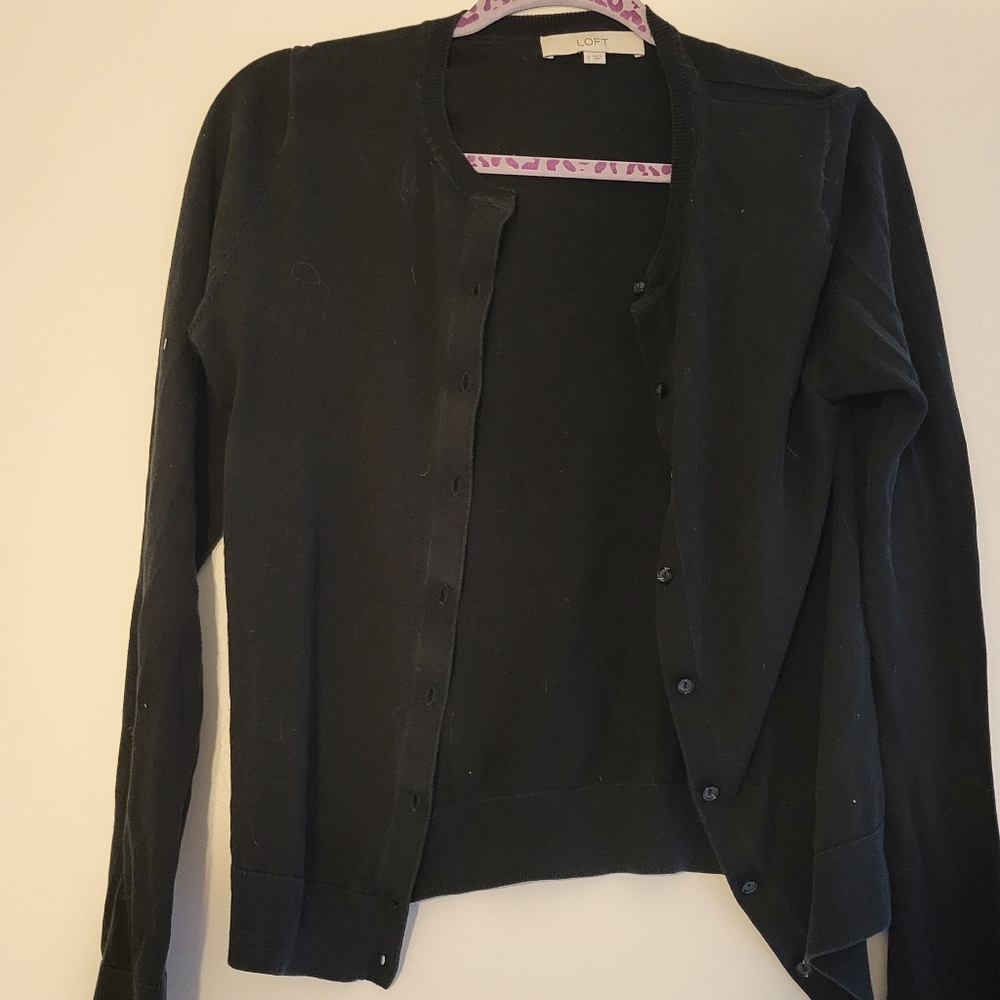 LOFT Black Cardigan Sweater